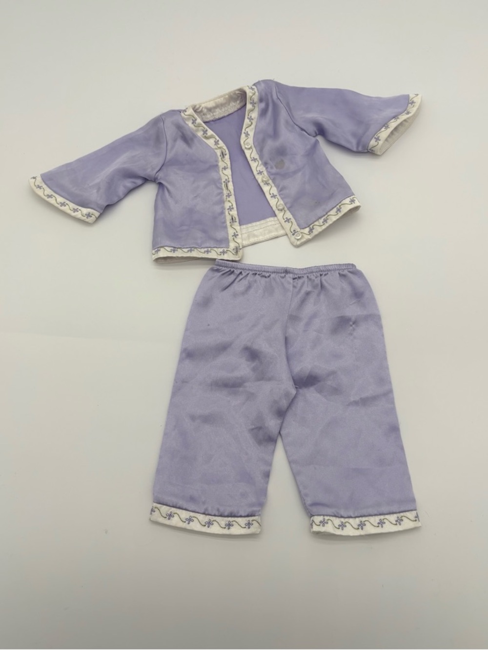 AMERICAN GIRL DOLL NELLIE LAVENDER SILKY 2 PC PAJAMAS OUTFIT SET